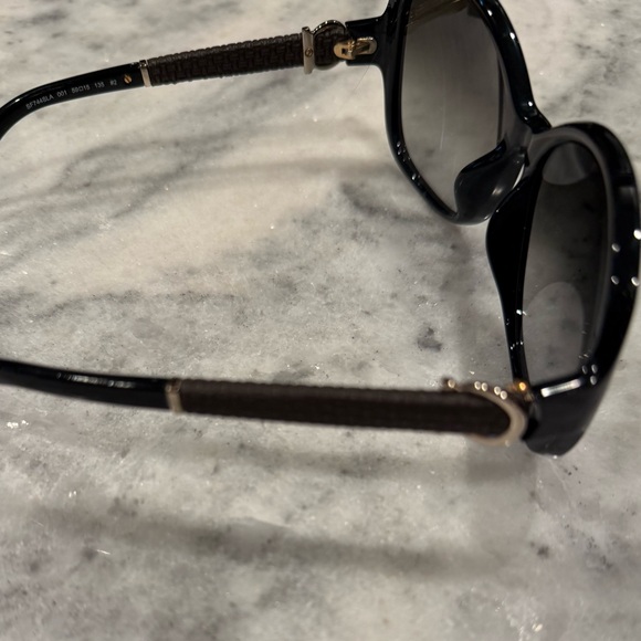 Salvatore Ferragamo Black Oversized Sunglasses